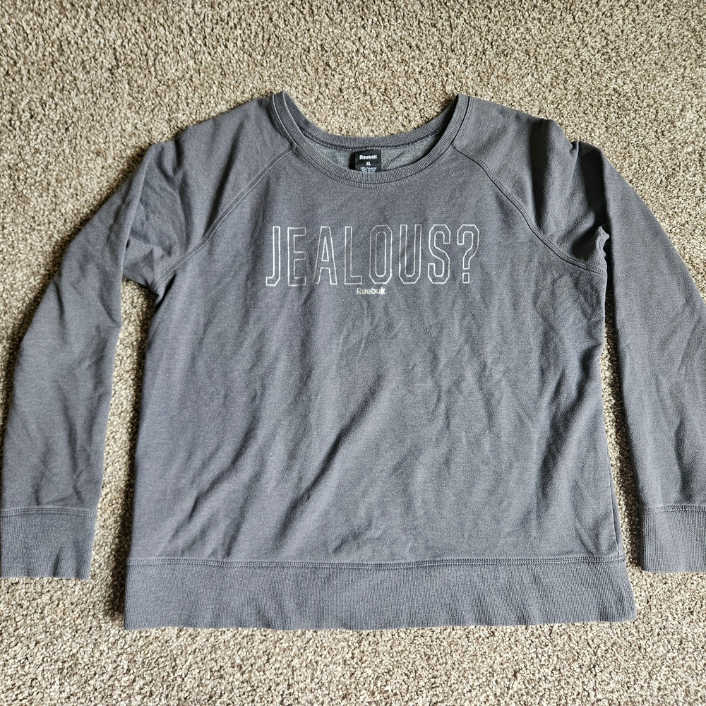 Reebok Sweater Womens XL Gray Jealous Polyester Rayon Ladies